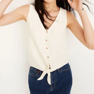Madewell Cream Tie Front Tank Top